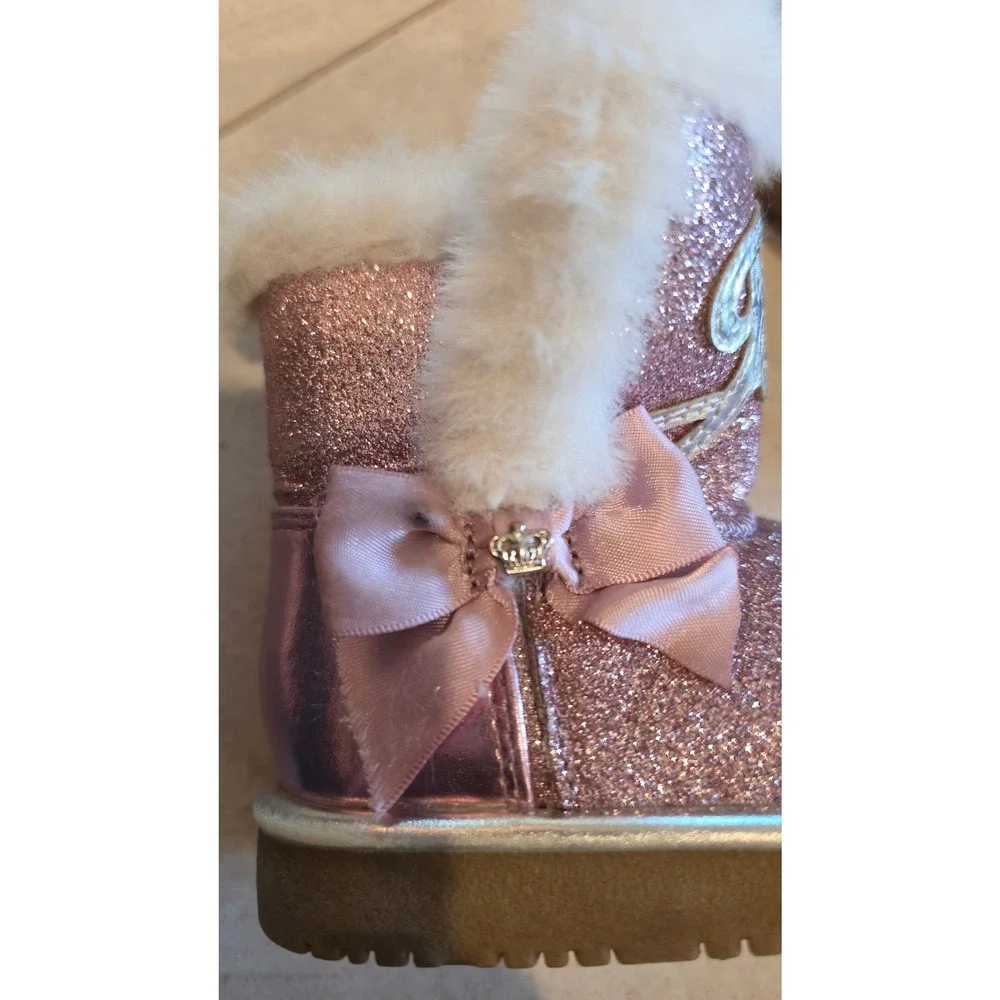 Juicy Couture Toddler Boots SZ 6M Style CB1350 Faux Fur McBling Barbiecore glam